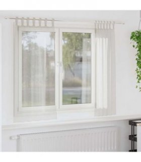 vidaXL Voile Curtain with Curtains 2 pcs Cream 175 x 140 cm Polyester — Size: 140 x 175 cm, Model: with tab tops