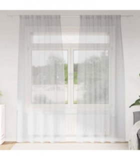 vidaXL Voile Curtain 2 pcs Light Grey 260 x 140 cm Polyester — Size: 140 x 260 cm, Model: with rod pockets