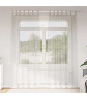 vidaXL Voile Curtain with Curtains 2 pcs Cream 225 x 140 cm Polyester — Size: 140 x 225 cm, Model: with tab tops