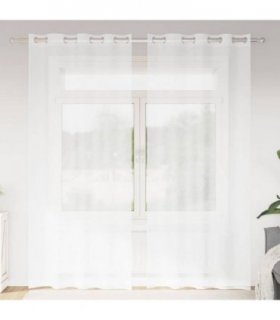 vidaXL Voile Curtain with Curtains 2 pcs White 245 x 140 cm Polyester — Size: 140 x 245 cm, Model: with grommets