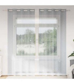 vidaXL Voile Curtain 2 pcs Dark Grey 260 x 140 cm Polyester — Size: 140 x 260 cm, Model: with grommets