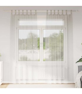 vidaXL Voile Curtain with Curtains 2 pcs Cream 260 x 140 cm Polyester — Size: 140 x 260 cm, Model: with tab tops
