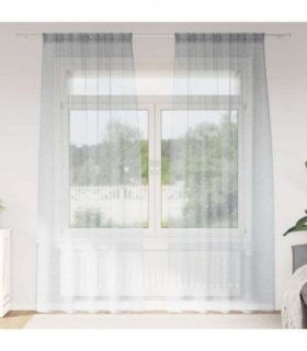 vidaXL Voile Curtain 2 pcs Dark Grey 245 x 140 cm Polyester — Size: 140 x 245 cm, Model: with rod pockets
