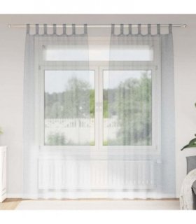 vidaXL Voile Curtain 2 pcs Dark Grey 225 x 140 cm Polyester — Size: 140 x 225 cm, Model: with tab tops