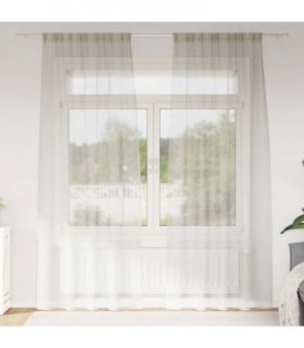 vidaXL Voile Curtain with Curtains 2 pcs Cream 245 x 140 cm Polyester — Size: 140 x 245 cm, Model: with rod pockets