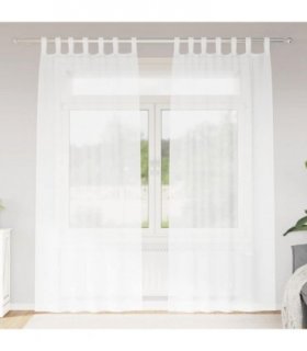 vidaXL Voile Curtain with Curtains 2 pcs White 260 x 140 cm Polyester — Size: 140 x 260 cm, Model: with tab tops