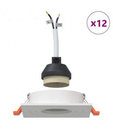 vidaXL Spotlight 12 pcs White 9 x 9 x 2 cm Aluminium — Model: Square