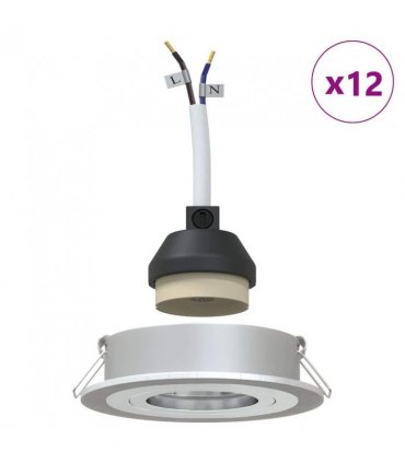 vidaXL Spotlight Silver 9 x 9 x 2 cm Aluminium — Model: Round