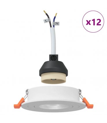 vidaXL Spotlight 12 pcs White 9 x 9 x 2 cm Aluminium — Model: Round