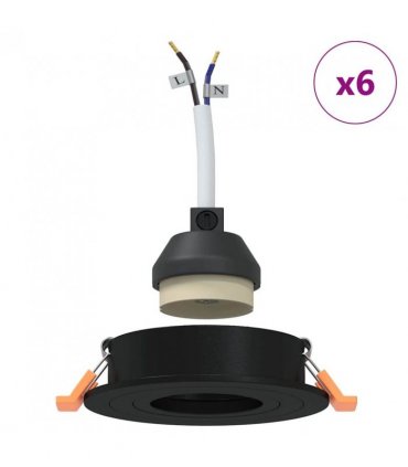vidaXL Spotlight 6 pcs Black 9 x 9 x 2 cm Aluminium — Model: Round