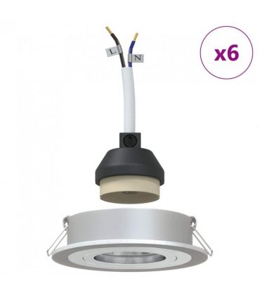 vidaXL Spotlight 6 pcs Silver 9 x 9 x 2 cm Aluminium — Model: Round