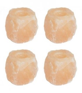 vidaXL Salt Stone Tealight Holders Pink Rock Salt — Size: Small