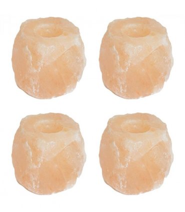 vidaXL Salt Stone Tealight Holders Pink Rock Salt — Size: Small