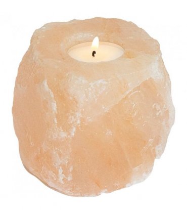 vidaXL Salt Stone Tealight Holders Pink Rock Salt — Size: Small
