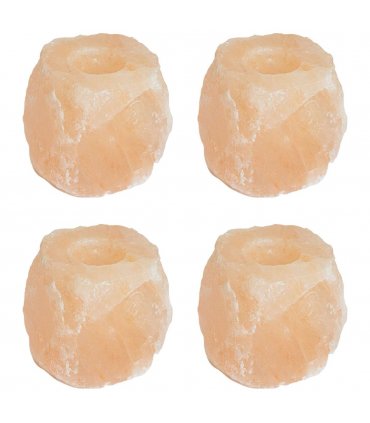 vidaXL Salt Stone Tealight Holders Pink Rock Salt — Size: Medium