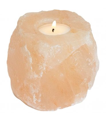 vidaXL Salt Stone Tealight Holders Pink Rock Salt — Size: Medium