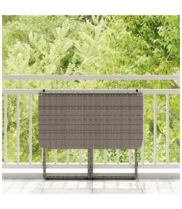 vidaXL Folding Garden Table Grey 90x51x75 cm Poly Rattan