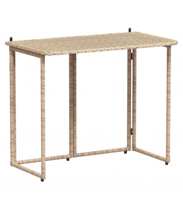 vidaXL Folding Garden Table Beige 90x51x75 cm Poly Rattan