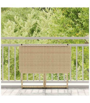 vidaXL Folding Garden Table Beige 90x51x75 cm Poly Rattan