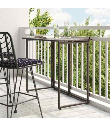 vidaXL Folding Garden Table Brown 90x51x75 cm Poly Rattan
