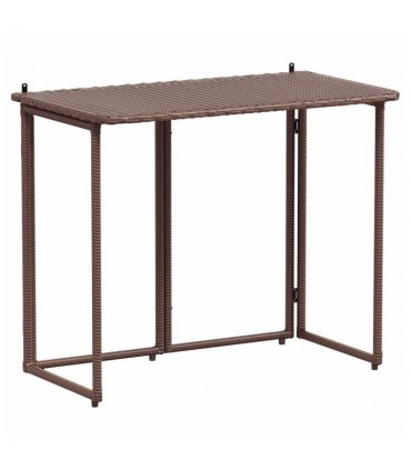 vidaXL Folding Garden Table Brown 90x51x75 cm Poly Rattan