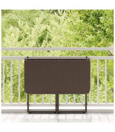 vidaXL Folding Garden Table Brown 90x51x75 cm Poly Rattan