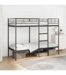 vidaXL Bunk Bed without Mattress Black 80x200 cm Steel — Size: 80 x 200 cm