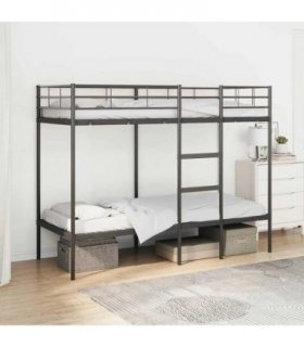 vidaXL Bunk Bed without Mattress Black 75x190 cm Small Single Steel — Size: 75 x 190 cm