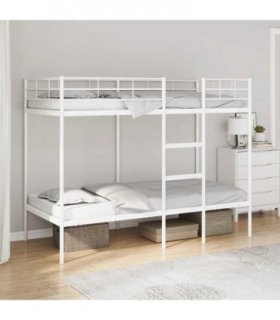 vidaXL Bunk Bed without Mattress White 80x200 cm Steel — Size: 80 x 200 cm