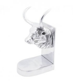 vidaXL Bookends 2 pcs Silver 17 x 15 x 27 cm Aluminium — Size: 15 x 17 x 27 cm, Model: Bull