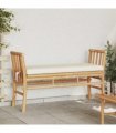 vidaXL Garden Bench with Cushion Brown 110 x 38 x 65cm Bamboo — Colour: Cream white