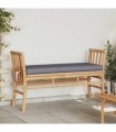 vidaXL Garden Bench with Cushion Brown 110 x 38 x 65cm Bamboo — Colour: Dark grey