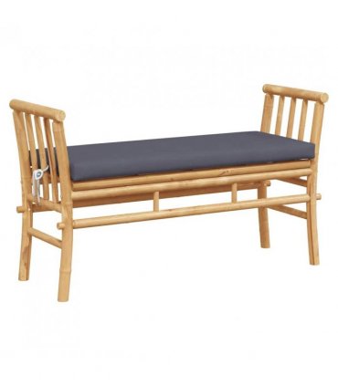 vidaXL Garden Bench with Cushion Brown 110 x 38 x 65cm Bamboo — Colour: Dark grey