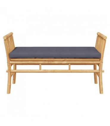 vidaXL Garden Bench with Cushion Brown 110 x 38 x 65cm Bamboo — Colour: Dark grey
