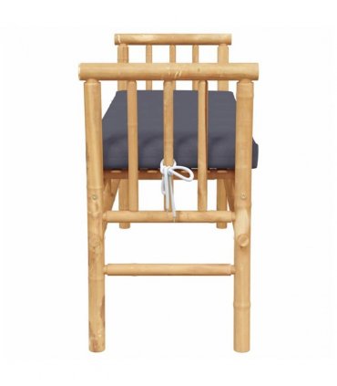 vidaXL Garden Bench with Cushion Brown 110 x 38 x 65cm Bamboo — Colour: Dark grey