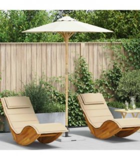 vidaXL Garden Parasol Cream White Ø 180 x 230 cm Bamboo — Size: 180 x 180 x 230 cm