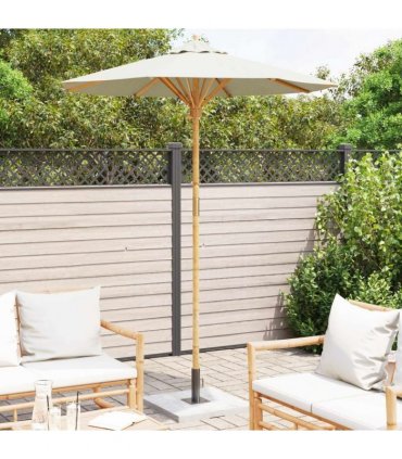 vidaXL Garden Parasol Cream White Ø 180 x 230 cm Bamboo — Size: 180 x 180 x 230 cm