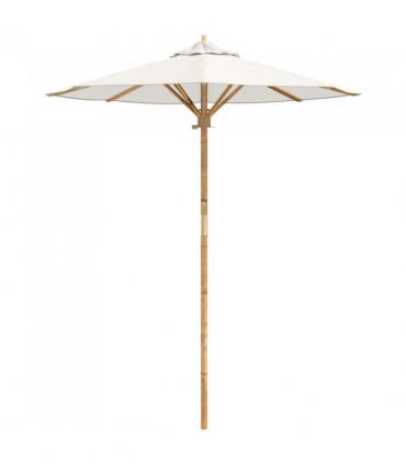 vidaXL Garden Parasol Cream White Ø 180 x 230 cm Bamboo — Size: 180 x 180 x 230 cm