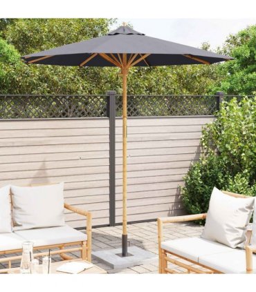 vidaXL Garden Parasol Dark Grey Ø 217 x 230 cm Bamboo — Size: 217 x 217 x 230 cm