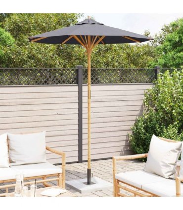 vidaXL Garden Parasol Dark Grey Ø 180 x 230 cm Bamboo — Size: 180 x 180 x 230 cm