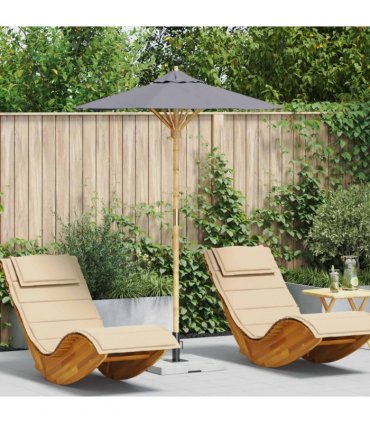vidaXL Garden Parasol Dark Grey Ø 150 x 210 cm Bamboo — Size: 150 x 150 x 210 cm