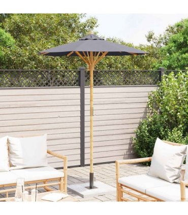 vidaXL Garden Parasol Dark Grey Ø 150 x 210 cm Bamboo — Size: 150 x 150 x 210 cm