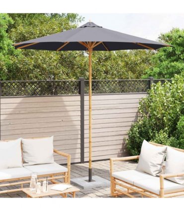 vidaXL Garden Parasol Dark Grey Ø 270 x 260 cm Bamboo — Size: 270 x 270 x 260 cm