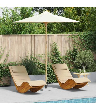 vidaXL Garden Parasol Cream White Ø 240 x 260 cm Bamboo — Size: 240 x 240 x 260 cm
