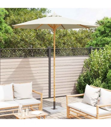 vidaXL Garden Parasol Cream White Ø 240 x 260 cm Bamboo — Size: 240 x 240 x 260 cm