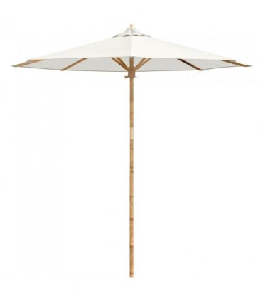 vidaXL Garden Parasol Cream White Ø 240 x 260 cm Bamboo — Size: 240 x 240 x 260 cm