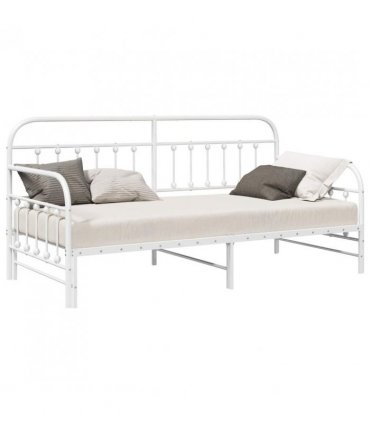 vidaXL Daybed Frame White 90 x 190 cm Powder-Coated Steel — Model: with trundle