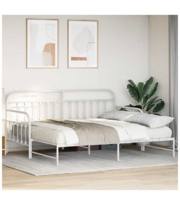 vidaXL Daybed Frame White 90 x 190 cm Powder-Coated Steel — Model: with trundle