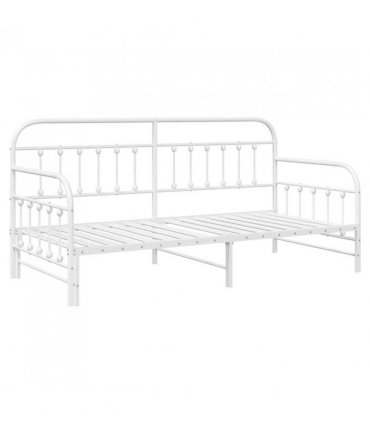 vidaXL Daybed Frame White 90 x 190 cm Powder-Coated Steel — Model: with trundle