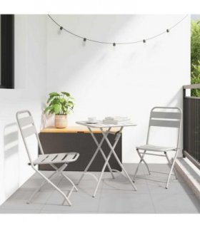 vidaXL Garden Folding Chair Folding 2 pcs Beige 42 x 52 x82cm
